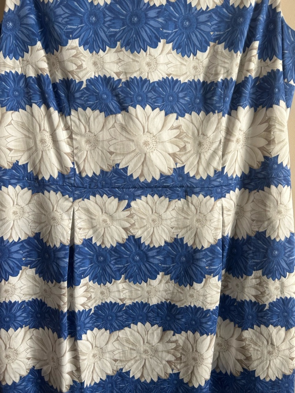 Talbots Blue and White Floral Stripe Midi Dress. Fully lined - Picture 3 of 5